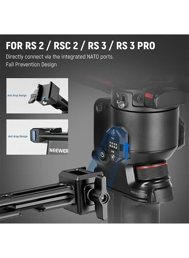نيوير مقبض مزدوج من NEEWER متوافق مع DJI RS4 RS4 Pro RS3 RS3 Pro RS2 RSC2 Ronin S SC Gimbal، مجموعة مقبض مزدوج مع 2 قضيب ناتو صغير، مشابك ناتو سريعة الفك، خيوط 1/4 بوصة و3/8 بوصة، GA006 - Image 3